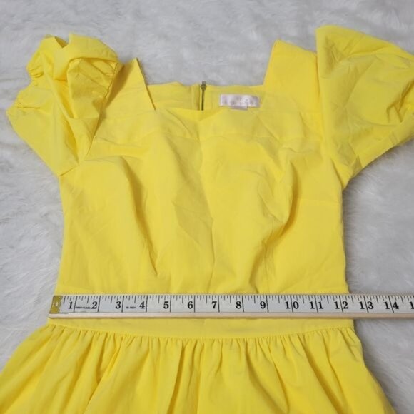 Rachel Parcell Yellow Midi Short Puff Sleeve A-Line Dress Extra Small - Picture 10 of 12